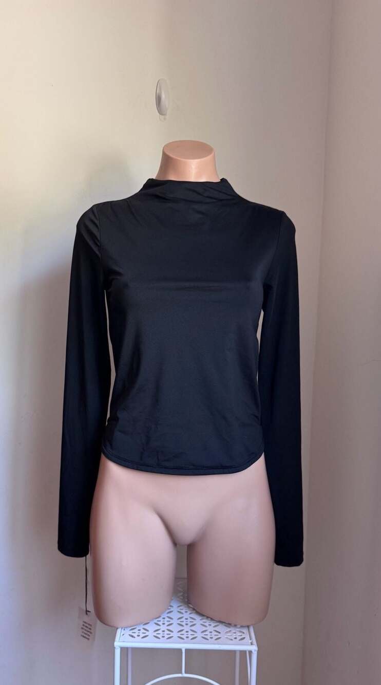 All The Ways Long Sleeve Black Mock Neck Top